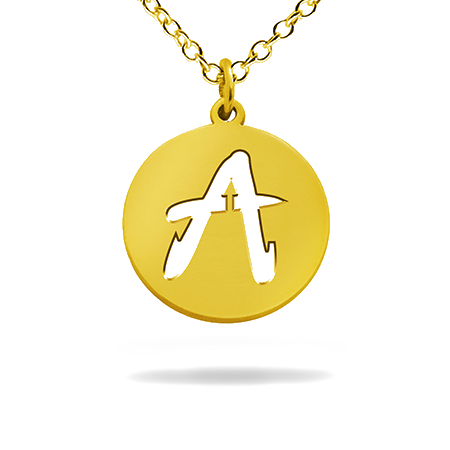 14K Solid Gold Pendant pierced with Initial (Font 1)