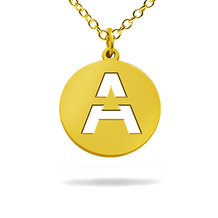 14K Solid Gold Pendant pierced with Initial (Font 8)