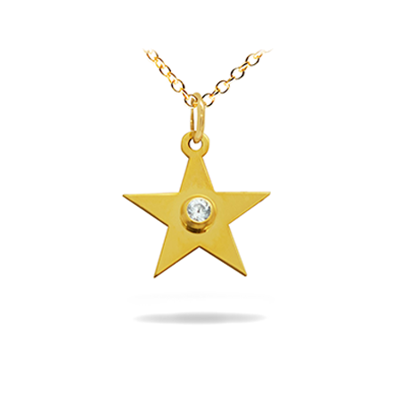 14K Solid Gold Symbol Diamond Necklace - Star