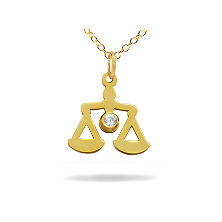 14K Solid Gold Symbol Diamond Necklace - Scale