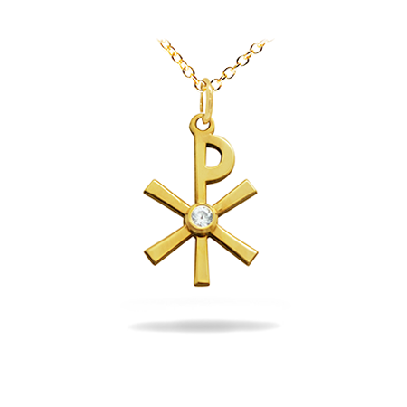 14K Solid Gold Symbol Diamond Necklace - Jesus Christ