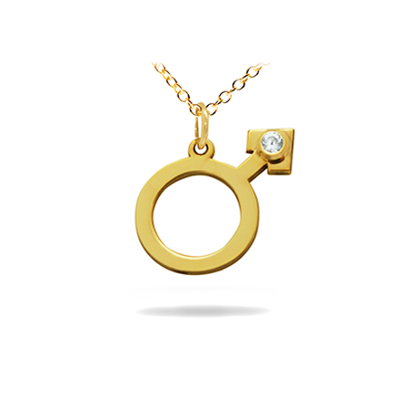 14K Solid Gold Symbol Diamond Necklace - Male