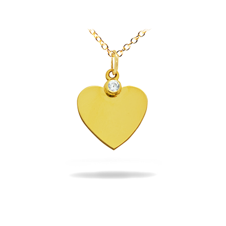 14K Solid Gold Symbol Diamond Necklace - Heart