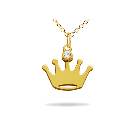 14K Solid Gold Symbol Diamond Necklace - Crown