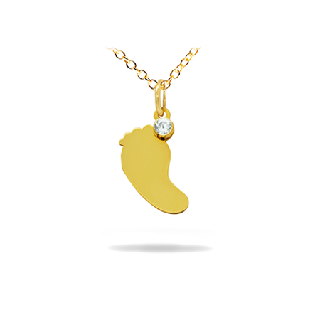 14K Solid Gold Symbol Diamond Necklace - Foot print