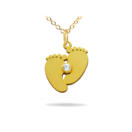 14K Solid Gold Symbol Diamond Necklace - Feet print