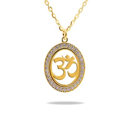 Symbol Necklace in Vertical Oval Frame with Zirconia