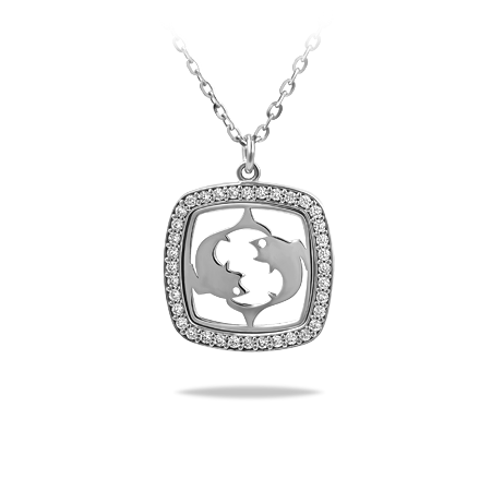 Zodiac Necklace in Square Frame with Zirconia