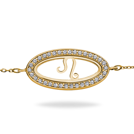 Name Bracelet in Oval Frame with chain & Zirconia - Symbol