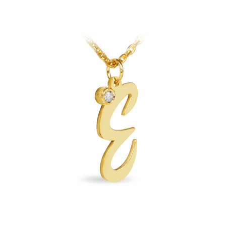 Χρυσό Κ14 Μονόγραμμα  γραμματοσειρα 1 με διαμαντι (κανονικό)