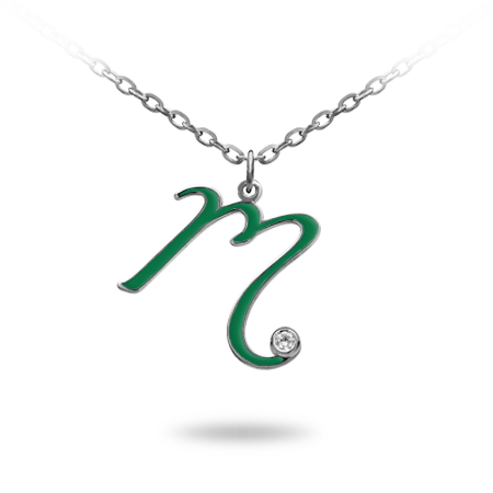 Initial (WHITE) Necklace Enamelled with Zirconia Stone (font 3)
