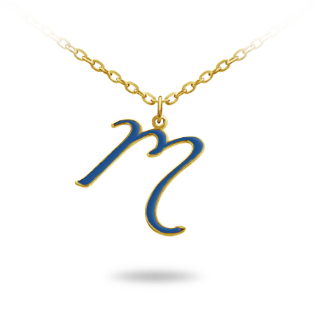Initial (YELLOW) Necklace Enamelled (font 3)