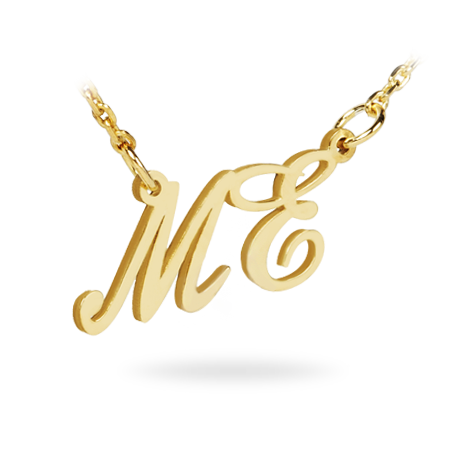 14K Solid Gold Necklace with Two Initials  (Font 5)