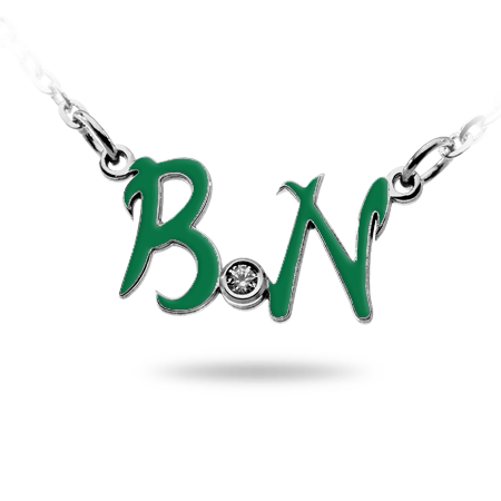 Double Initial (WHITE) Necklace Enamelled with Zirconia Stone (Font 1)