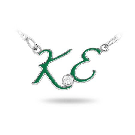 Double Initial (WHITE) Necklace Enamelled with Zirconia Stone (Font 3)
