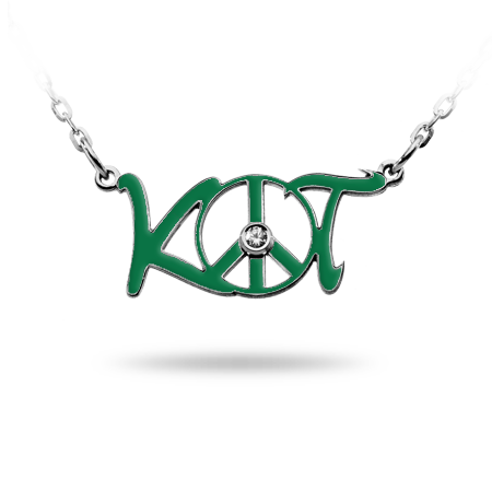 Double Initial & Symbol (WHITE) Necklace Enamelled with Zirconia Stone (Font 1)