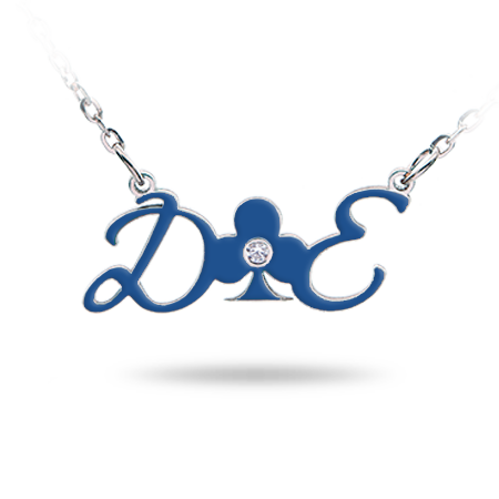Double Initial & Symbol (WHITE) Necklace Enamelled with Zirconia Stone (Font 3)