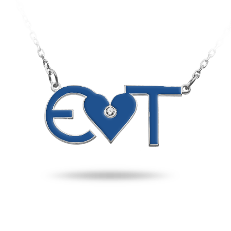 Double Initial & Symbol (WHITE) Necklace Enamelled with Zirconia Stone (Font 6)