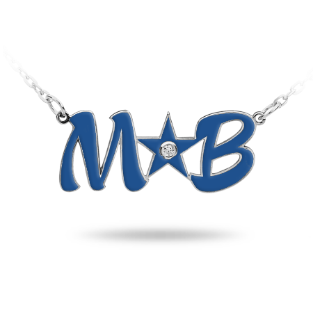 Double Initial & Symbol (WHITE) Necklace Enamelled with Zirconia Stone (Font 7)