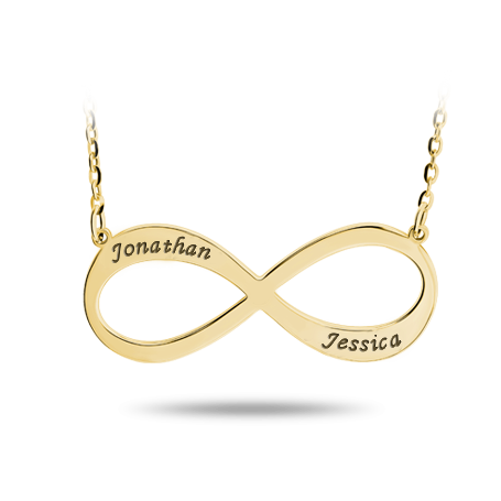 Infinity Necklace with Engraved Names (Font 2)