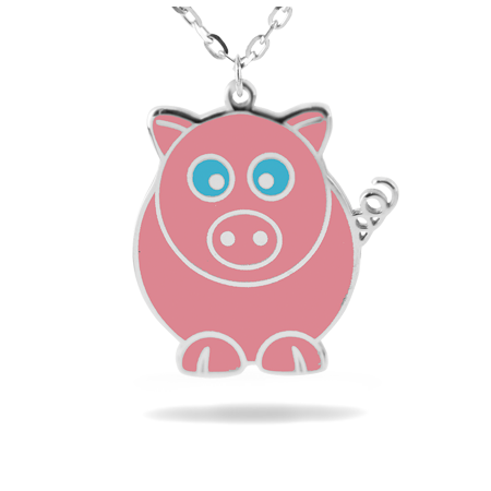 Animal Necklace with Enamel - LITTLE PIG 2