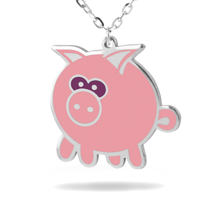 Animal Necklace with Enamel - LITTLE PIG 1