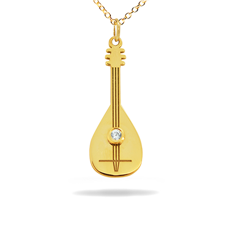 Diamond 14K Solid Gold Music Pendant -  Laouto