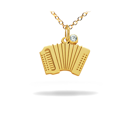 Diamond 14K Solid Gold Music Pendant -  Accordion