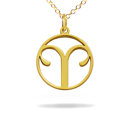 14K Solid Gold Zodiac sign Necklace - Aries