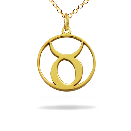 14K Solid Gold Zodiac sign Necklace - Taurus