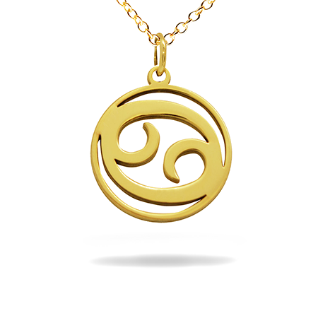 14K Solid Gold Zodiac sign Necklace - Cancer