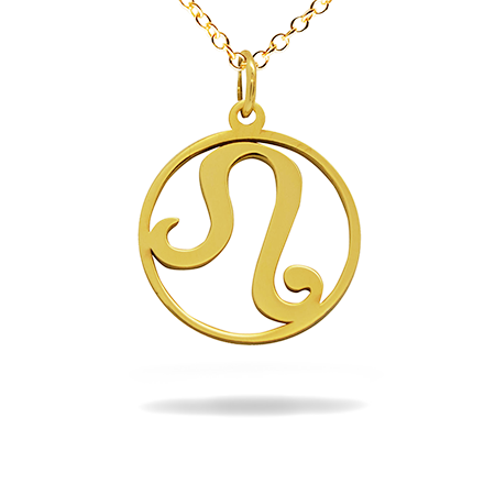 14K Solid Gold Zodiac sign Necklace - Leo