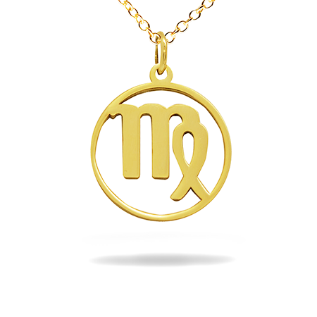 14K Solid Gold Zodiac sign Necklace - Virgo