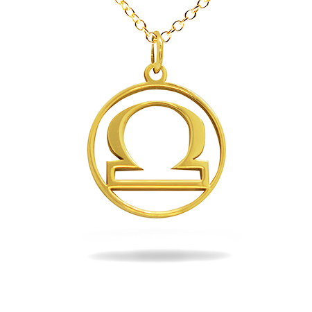14K Solid Gold Zodiac sign Necklace - Libra