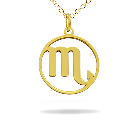 14K Solid Gold Zodiac sign Necklace - Scorpio