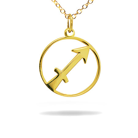 14K Solid Gold Zodiac sign Necklace - Sagittarius