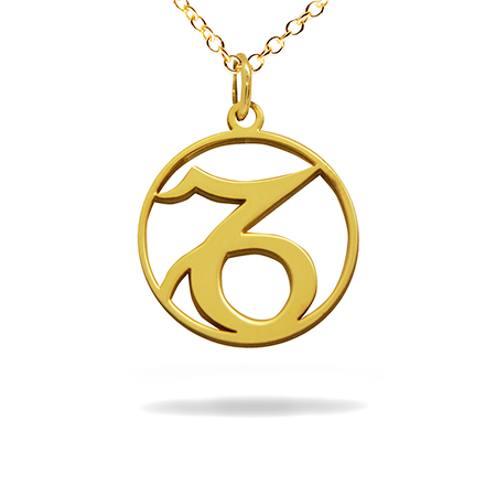 14K Solid Gold Zodiac sign Necklace - Capricorn