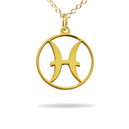 14K Solid Gold Zodiac sign Necklace - Pisces