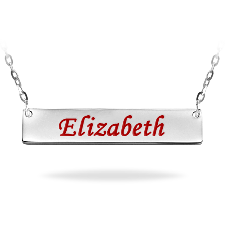 Personalized Gold Plated Sterling Silver Rectangle Nameplate Enamelled Necklace