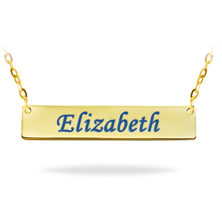 Personalized Gold Plated Sterling Silver Rectangle Nameplate Enamelled Necklace