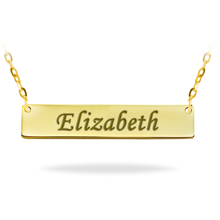 Personalized Sterling Silver Rectangle Engraved Nameplate  Necklace 