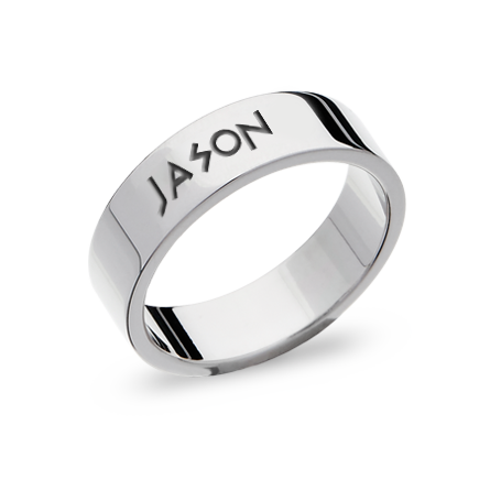Personalized Sterling Silver Wedding Band with Letters Engraved