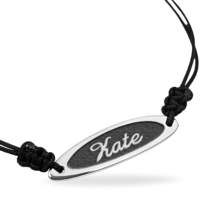 Personalized Sterling Silver Oval Carved Nameplate Bracelet with Bas Relief Letters