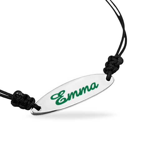Personalized Sterling Silver Oval Nameplate Bracelet with Letters Enamelled