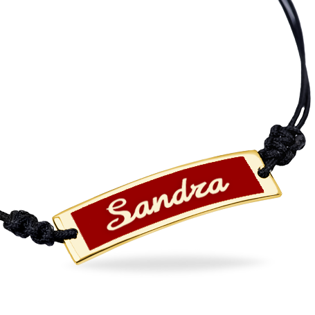 Sterling Silver (Gold Plated) Rectangle Nameplate Bracelet Enamelled