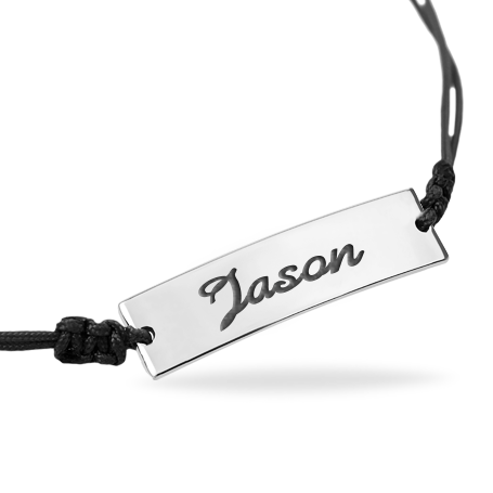 Personalized Sterling Silver Parallelogram Nameplate Bracelet, engraved