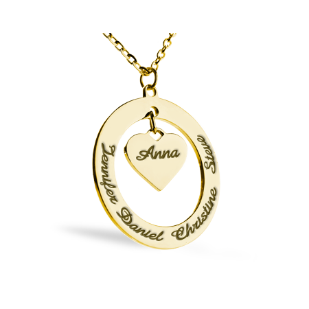 Necklace with Heart & Engraved Names