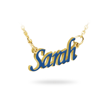 Silver (YELLOW) Name Necklace Enamelled (font 2)