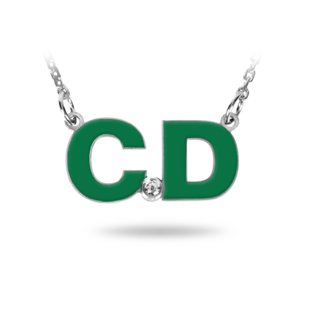 Double Initial (WHITE) Necklace Enamelled with Zirconia Stone (Font 4)