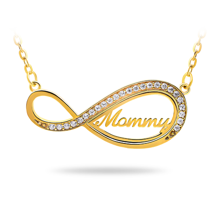 Name Necklace in Infinity shaped Frame with zirconia stones